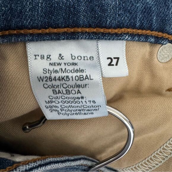 RAG & BONE Dre Low Rise Ankle Slim Boyfriend Jeans in Balboa Wash Size 27 - Picture 9 of 9